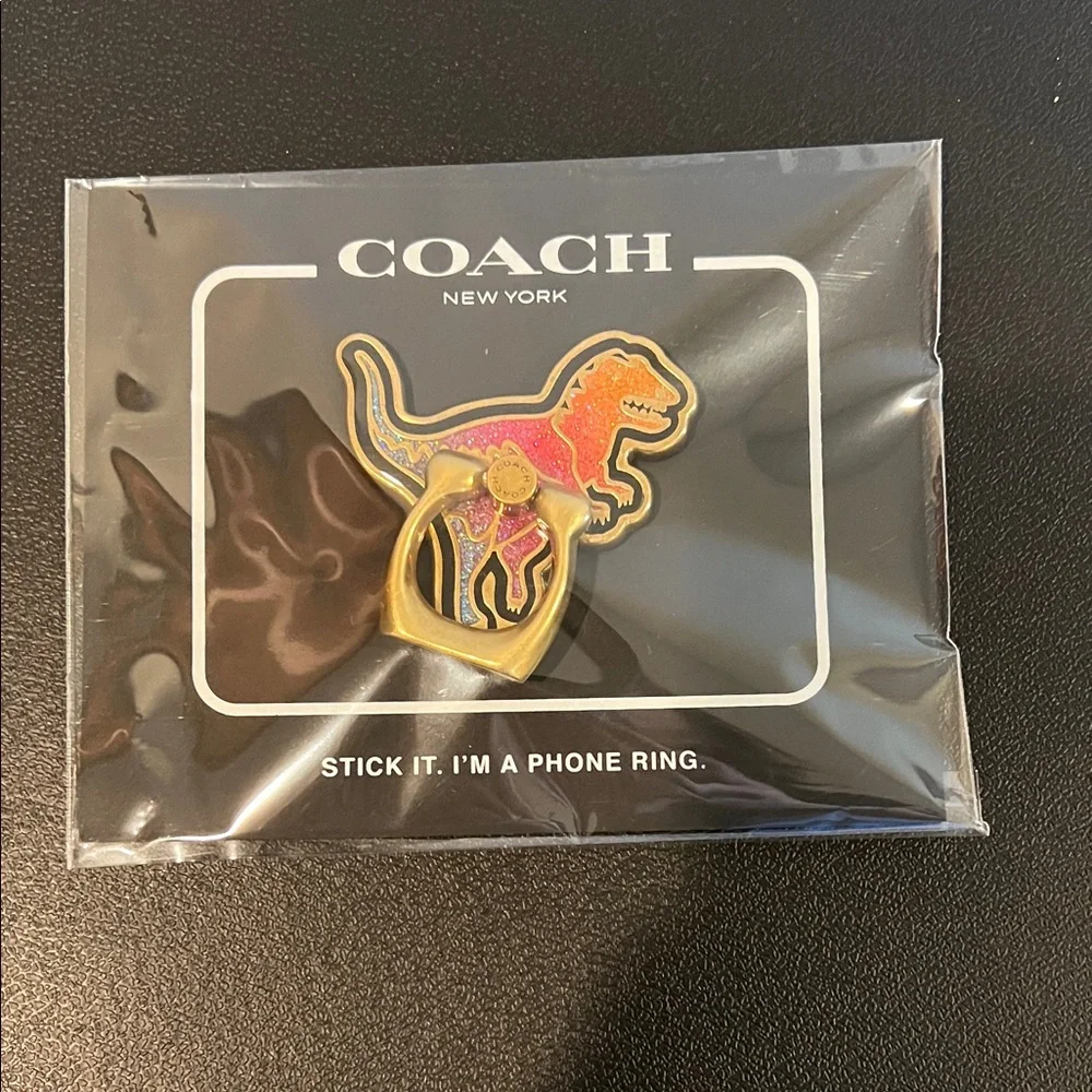 Coach REXY Multicolor Dinosaur Phone Ring with Gold Accent